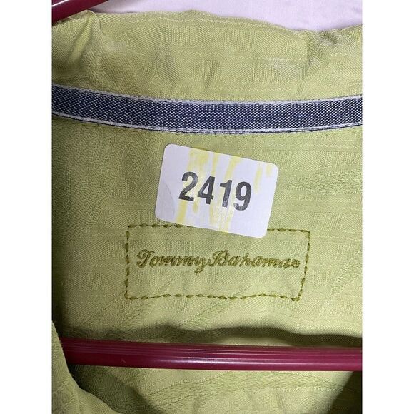 Tommy Bahama XL‎ Silk Green Short Sleeve Hawaiian Shirt Orchid Floral Textured - Picture 6 of 10